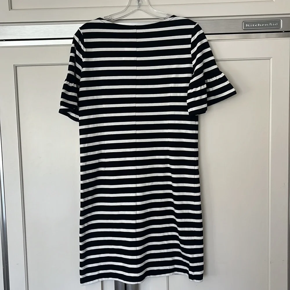 J. Crew Cotton Striped Ruffle Sleeve Shift Dress